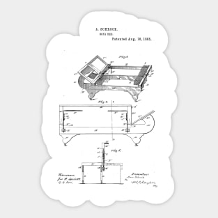 Sofa Bed Vintage Patent Hand Drawing Sticker